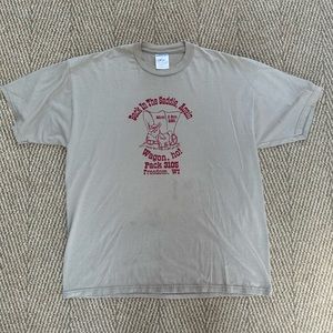 “Back in the Saddle, Again Wagon, Ho!” Tan T-Shirt - XL